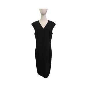 NWT Lauren Ralph Lauren Black Sheath Dress Size 10 Cap Sleeve V-Neck $99